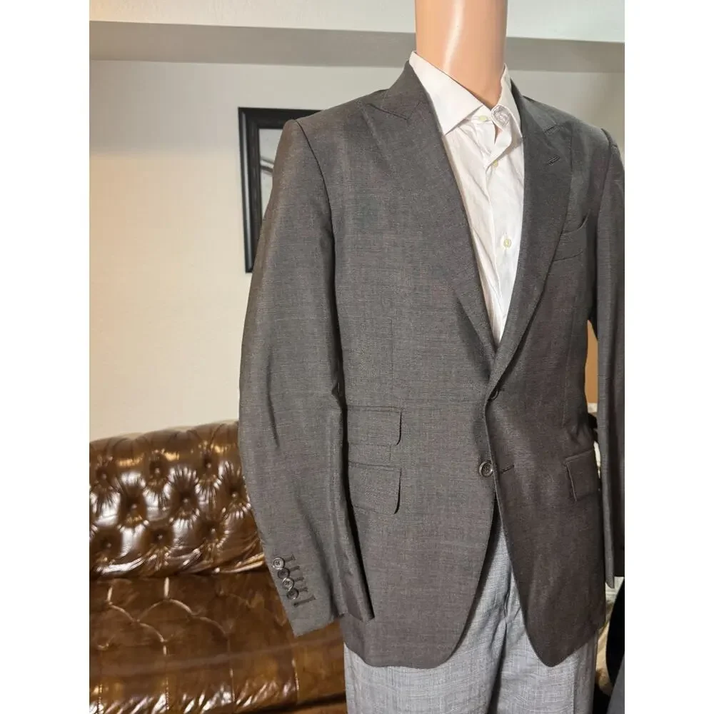 Tom Ford Brown Mohair Peak Lapel Blazer Sportcoat 50R EU 40R US Men's